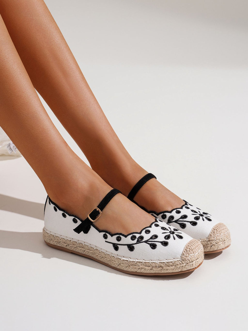 Black Luna embroidered espadrilles