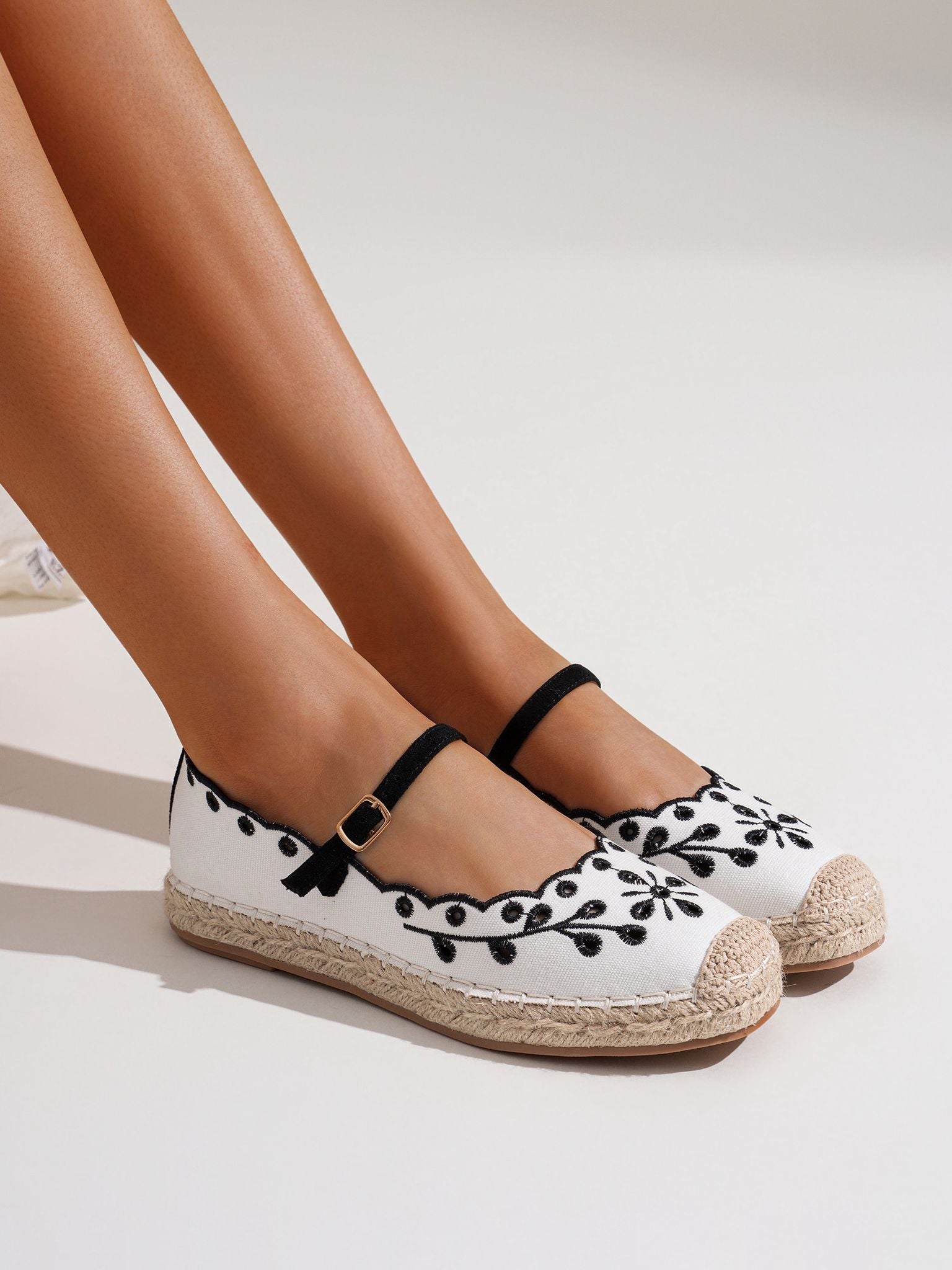 Black Luna embroidered espadrilles