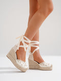 Cuñas bordadas Cala Beige