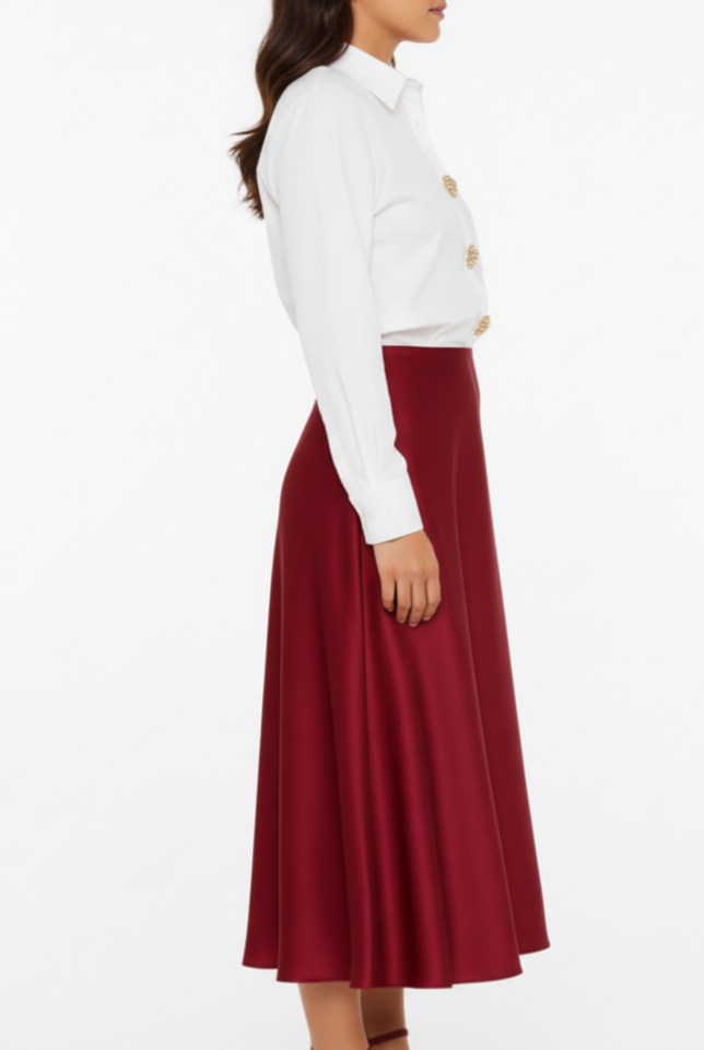 Arde wine satin skirt