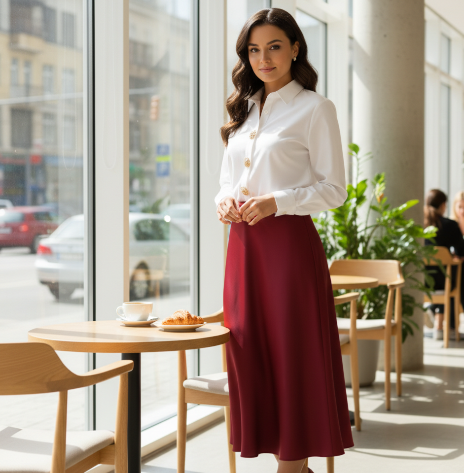 Arde wine satin skirt