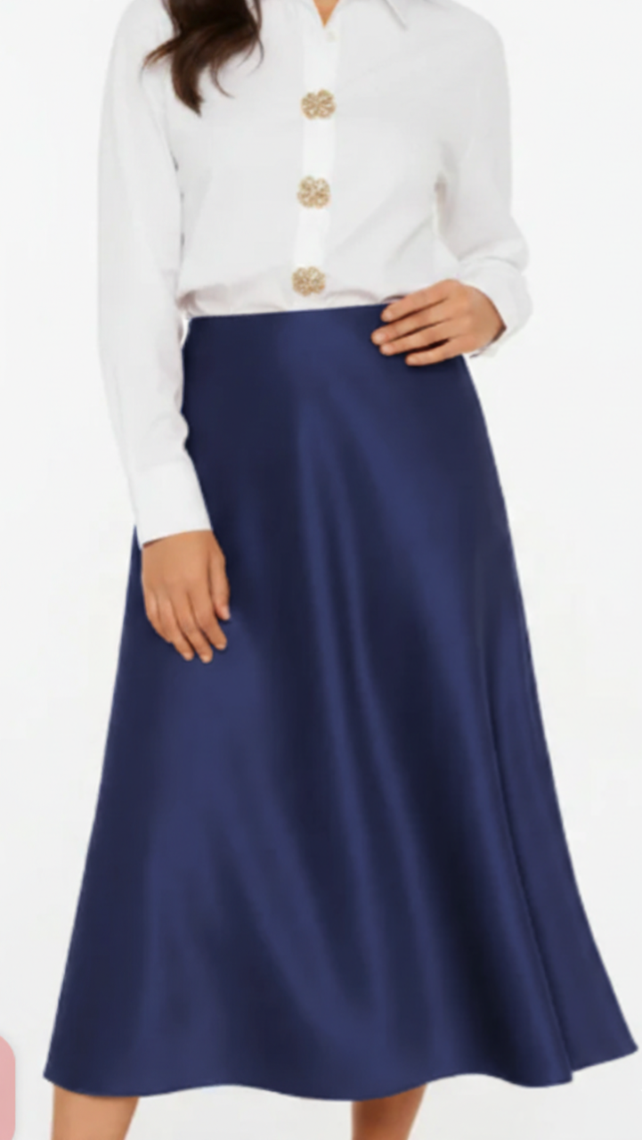 Falda azul satinada Simona