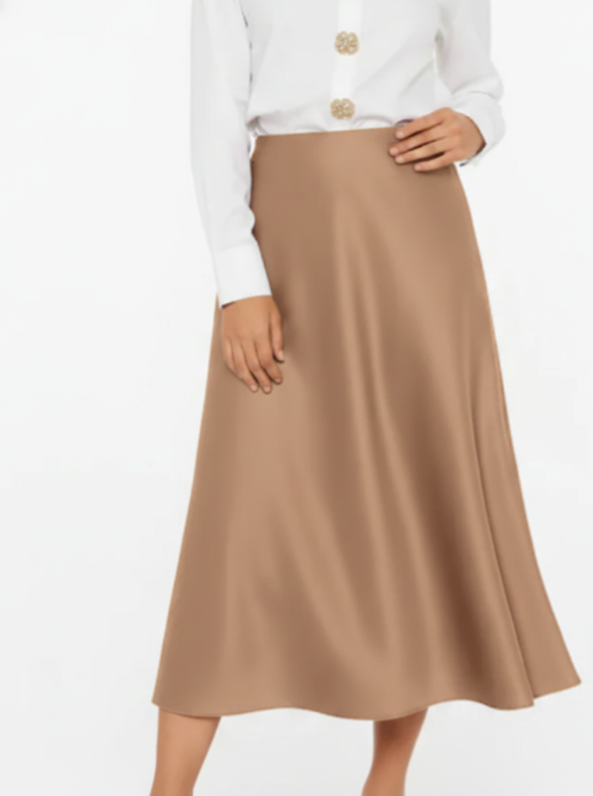 Falda camel satinada Simona