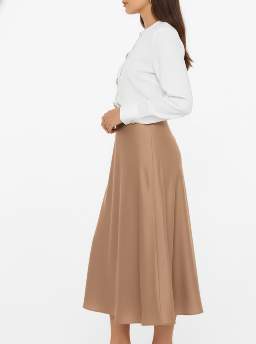 Falda camel satinada Simona