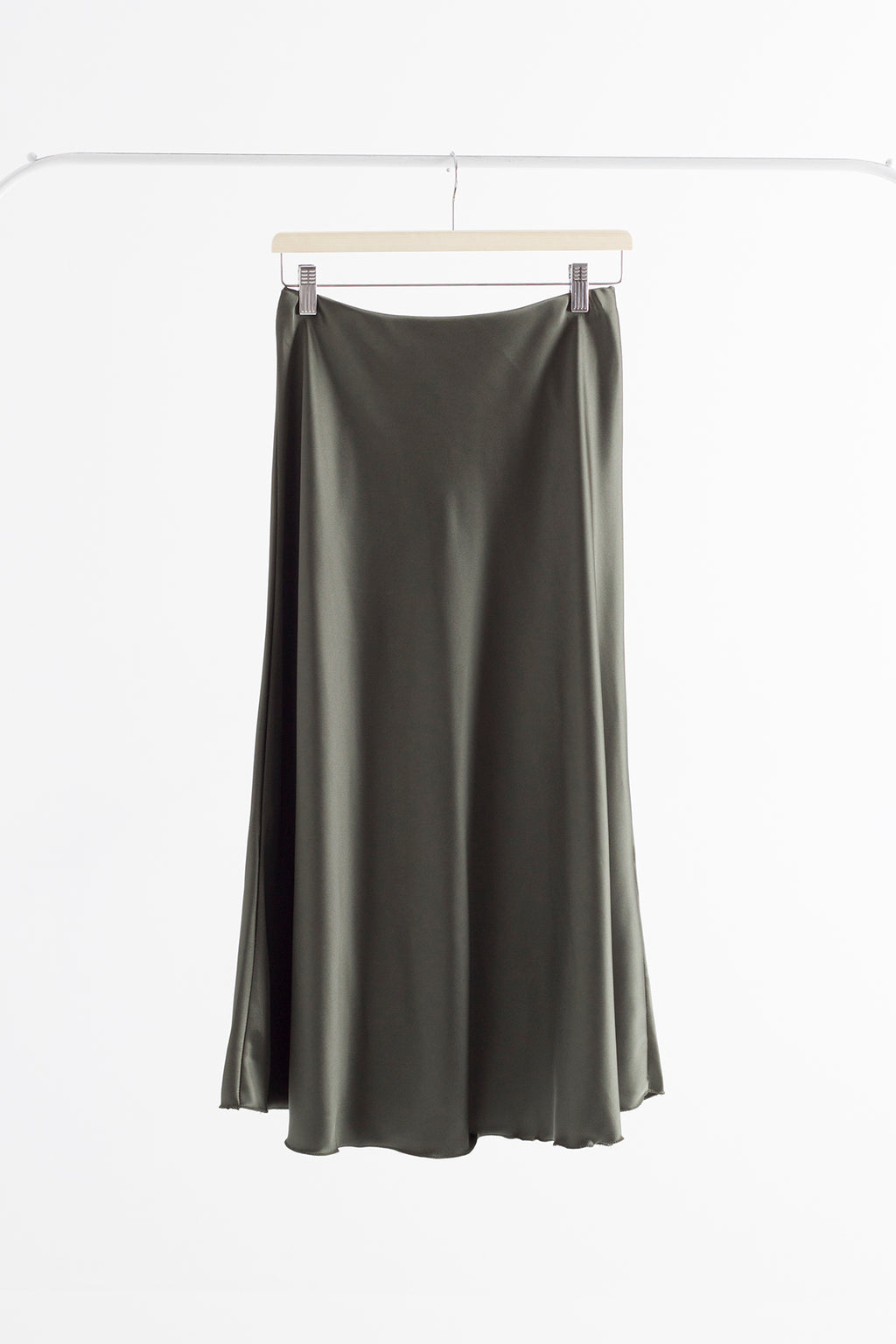 Simona khaki satin skirt