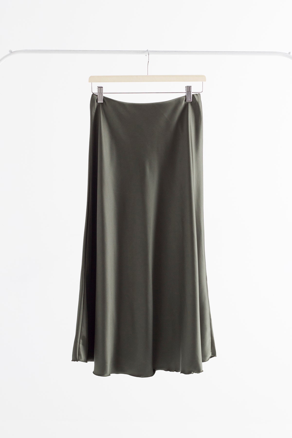Simona khaki satin skirt