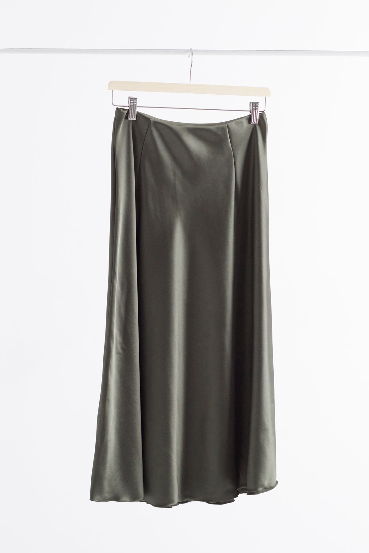Simona khaki satin skirt