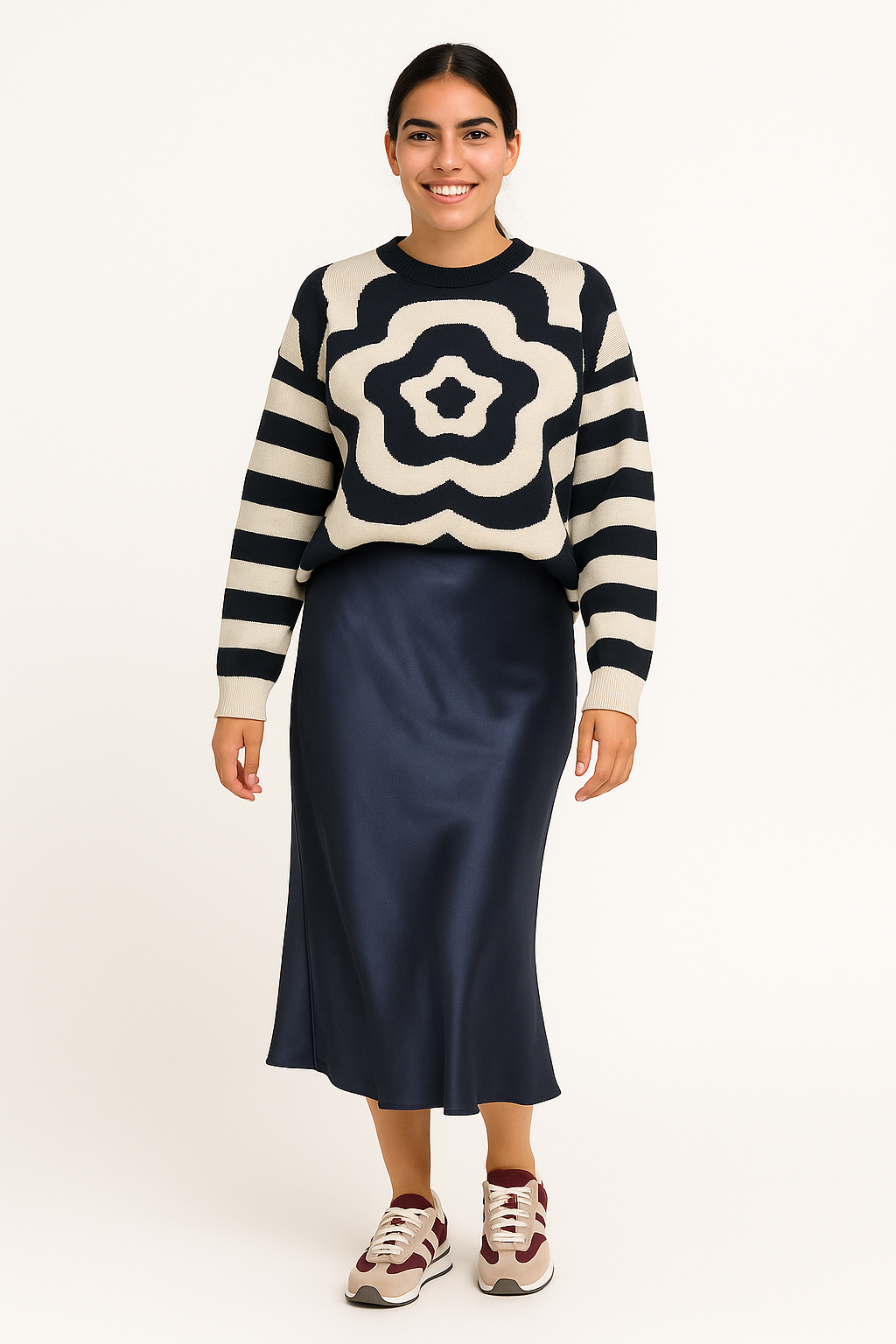 Simona blue satin skirt