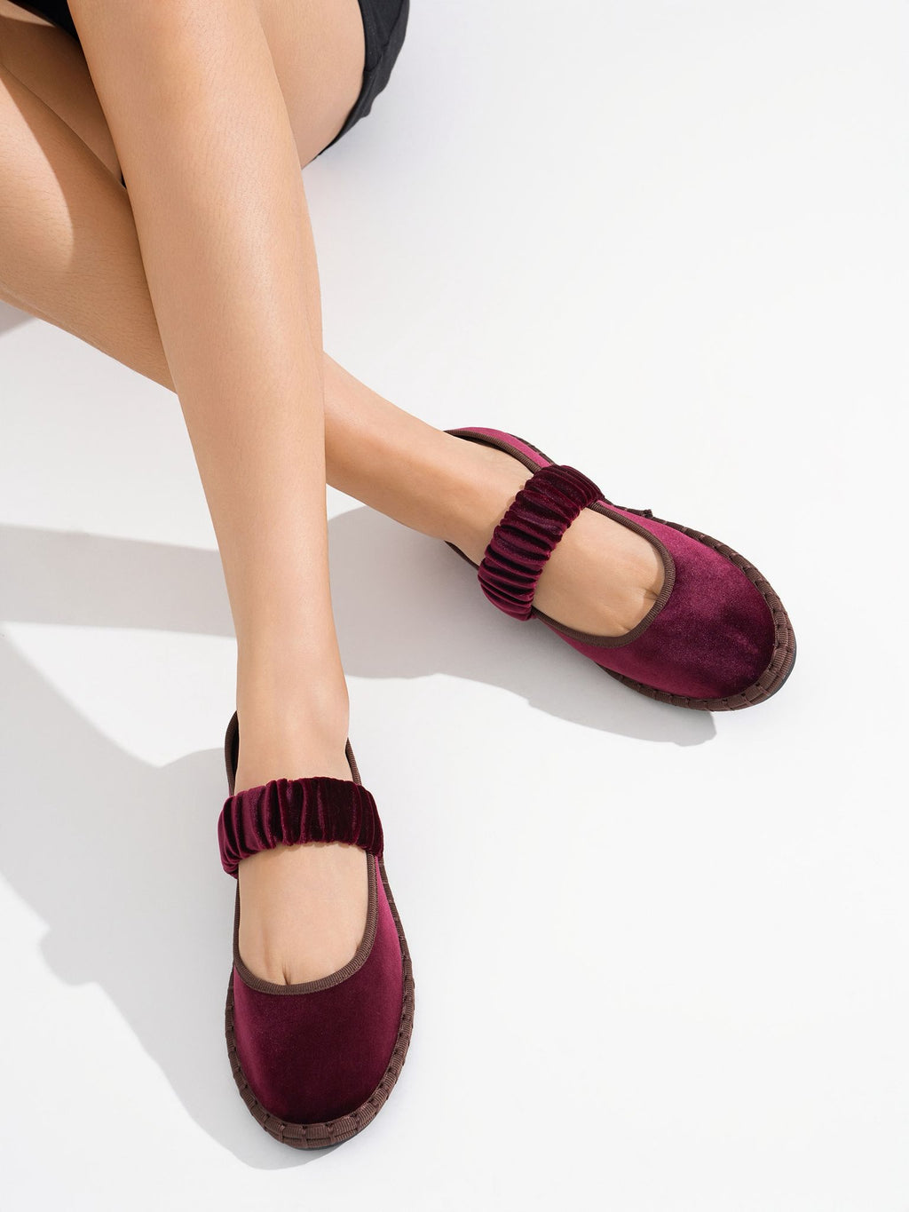Bailarinas Spring Velvet Burgundy