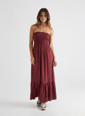 Vestido palabra de honor pasión Carmesí