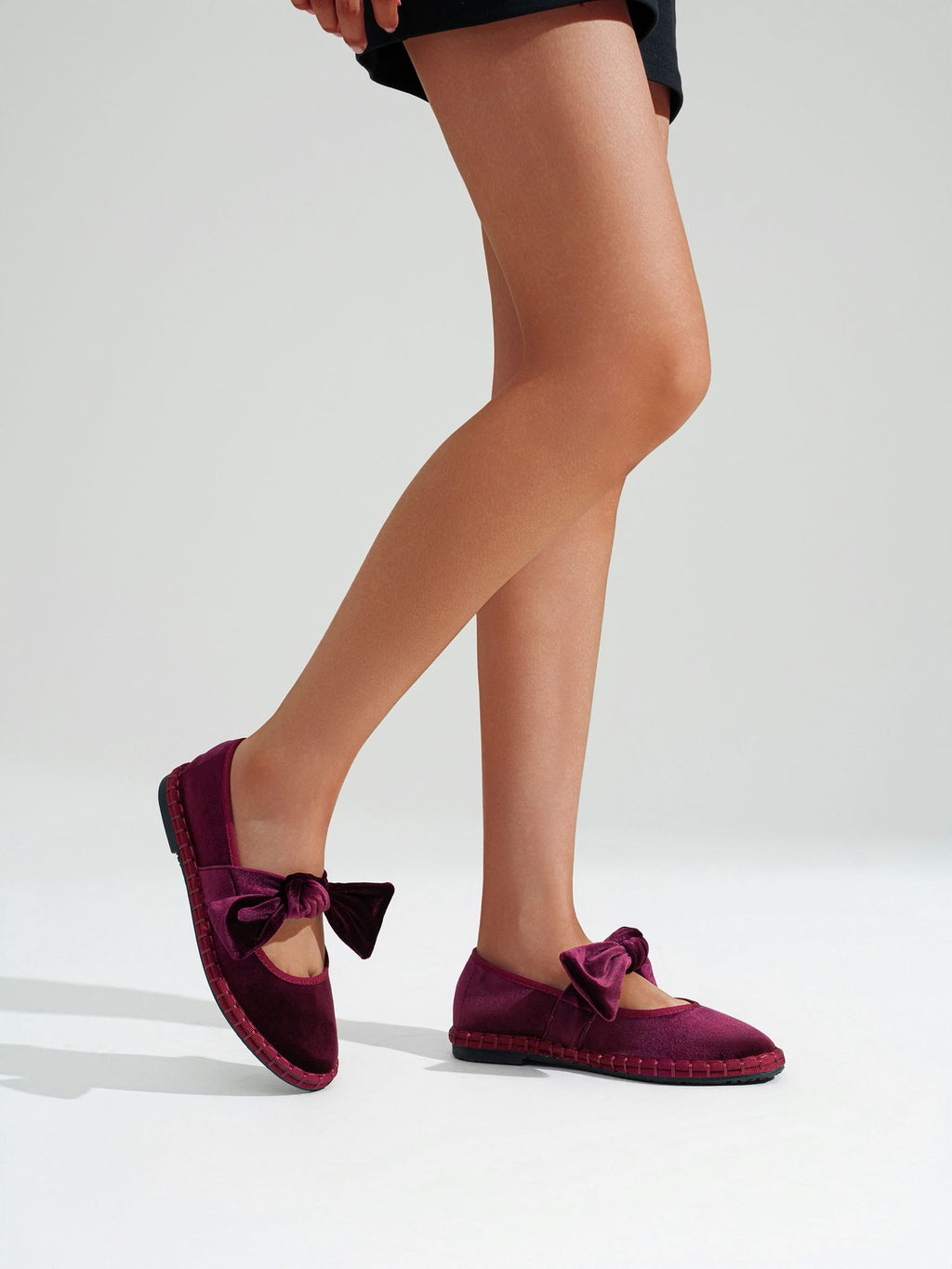 Bailarinas Velvet Burgundy