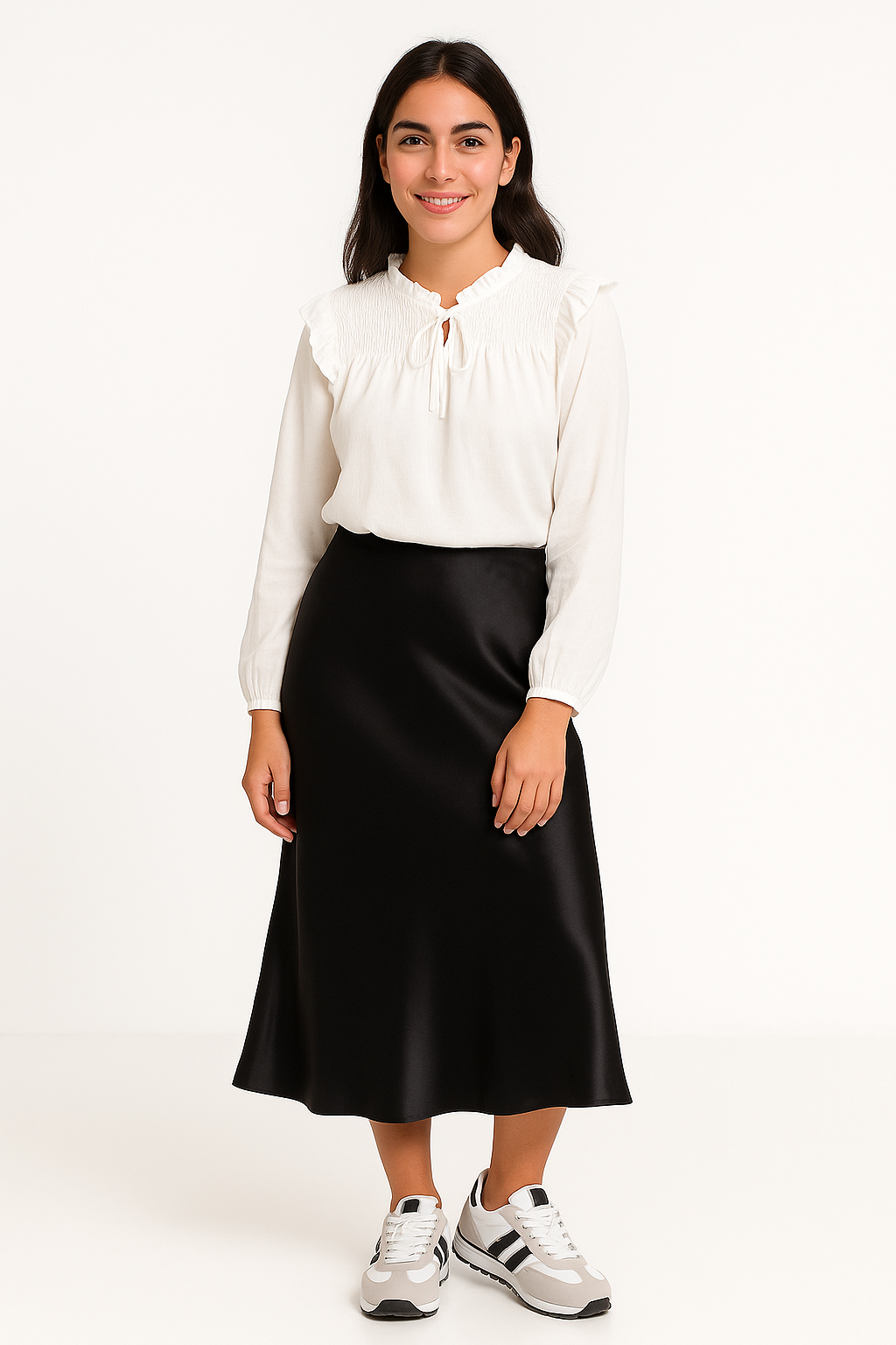 Simona black satin skirt