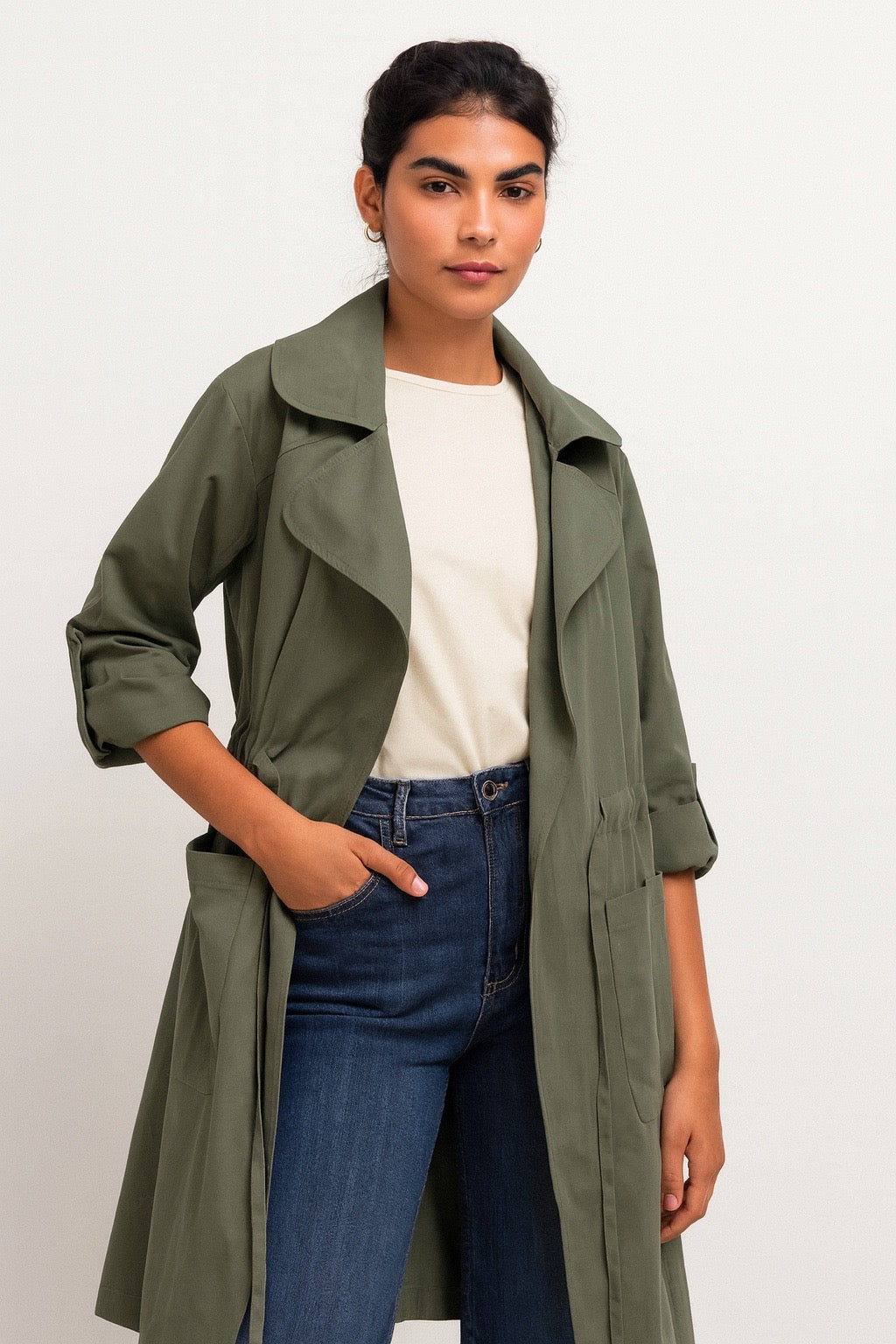 Green Breeze Trench Coat