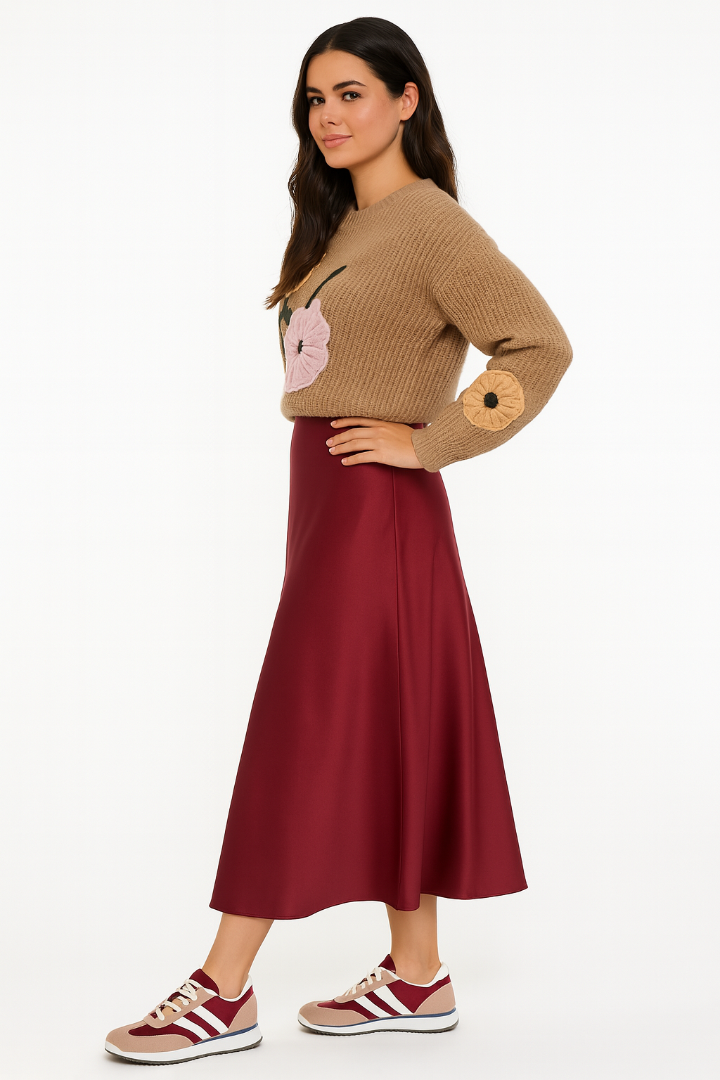 Arde wine satin skirt