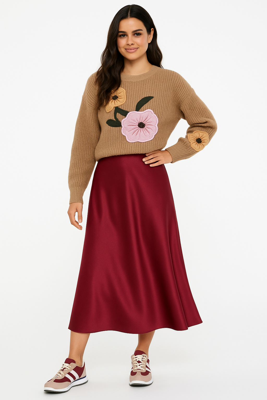 Arde wine satin skirt