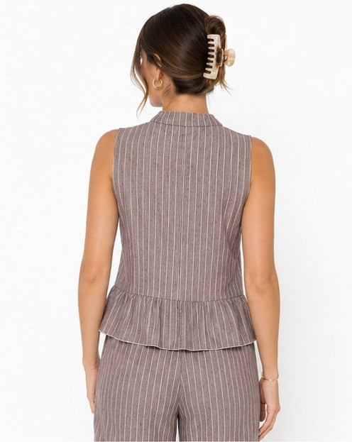 Blusa Linen Stripes Taupe