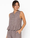 Blusa Linen Stripes Taupe